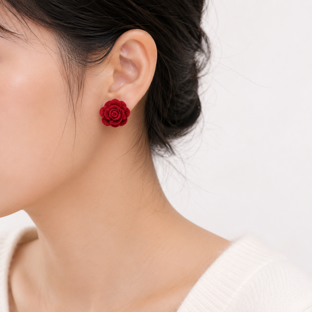 Elegant red rose earrings Garud Wear