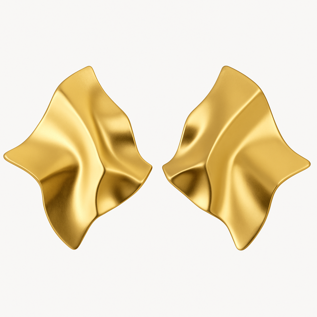 Golden Beaten Brass Earrings Garud Wear