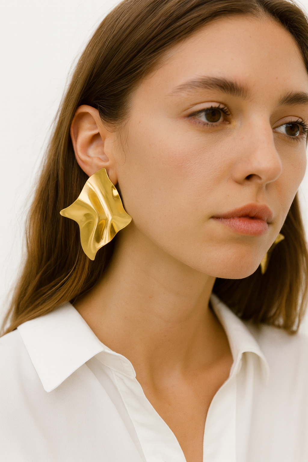 Golden Beaten Brass Earrings Garud Wear