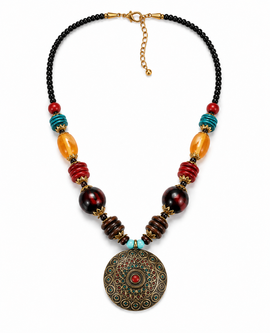 Multicolour Round Necklace Garud Wear