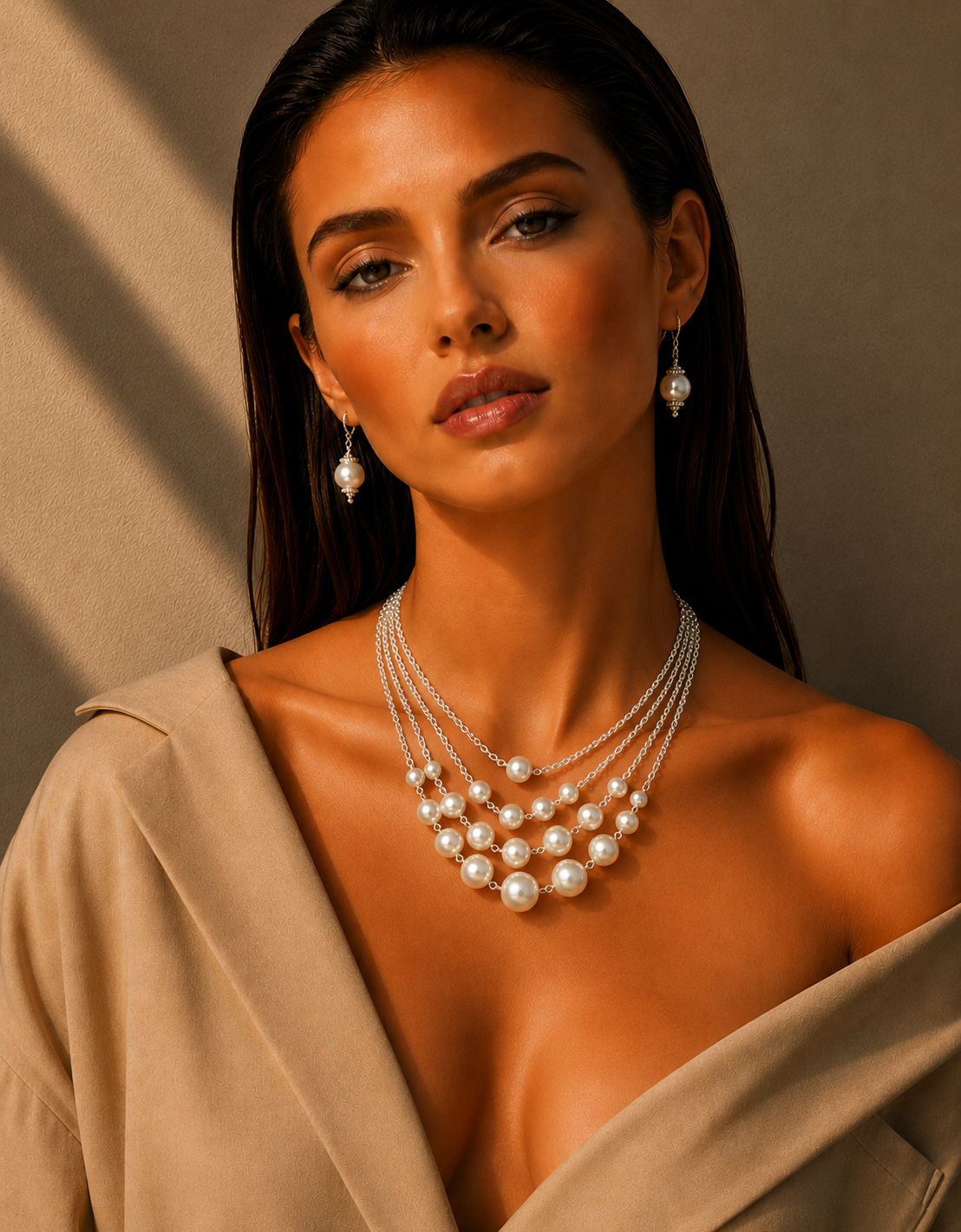 Multi-Layer Pearl Necklace Garud Wear