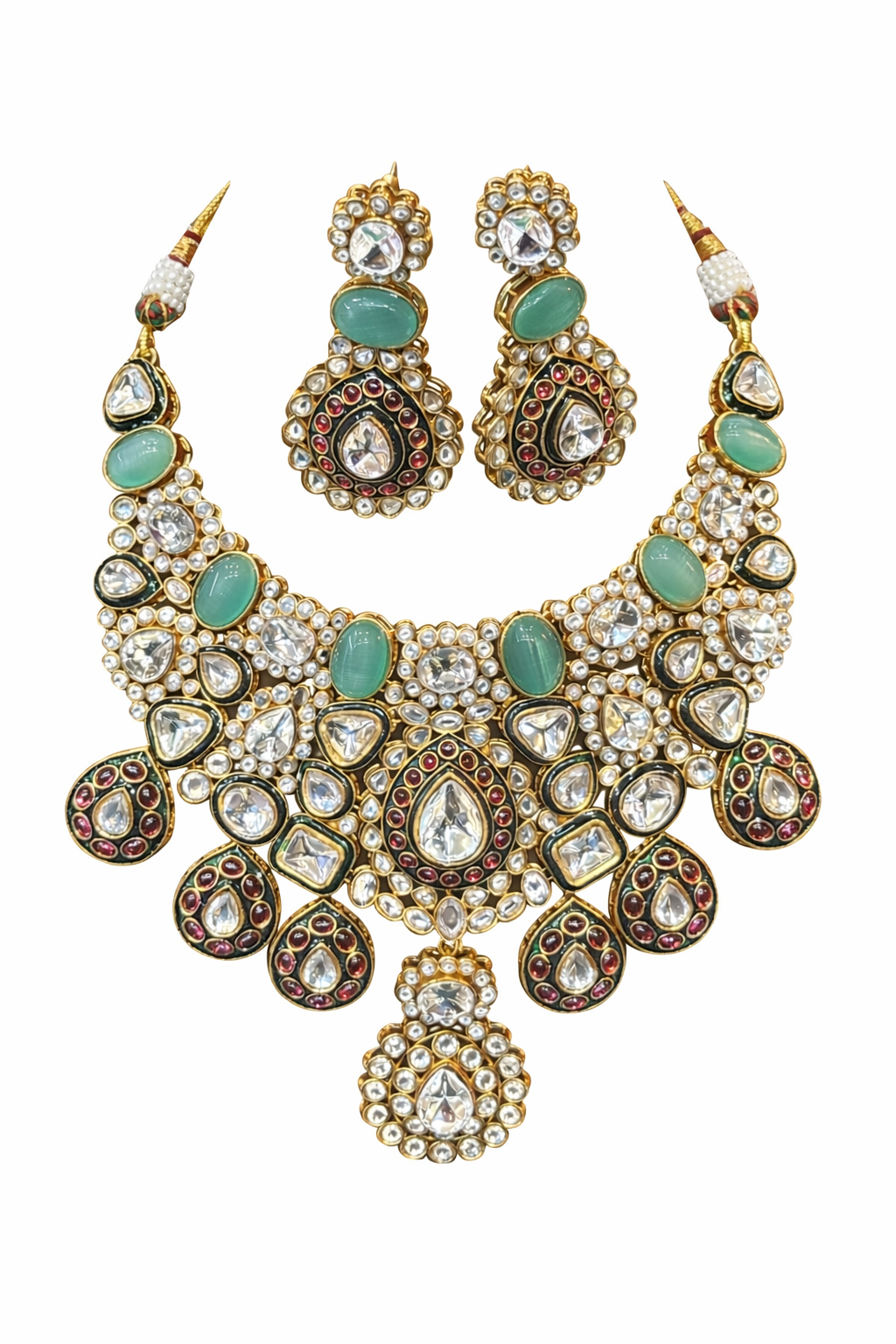 Emerald Royale Kundan Necklace Set Garud Wear
