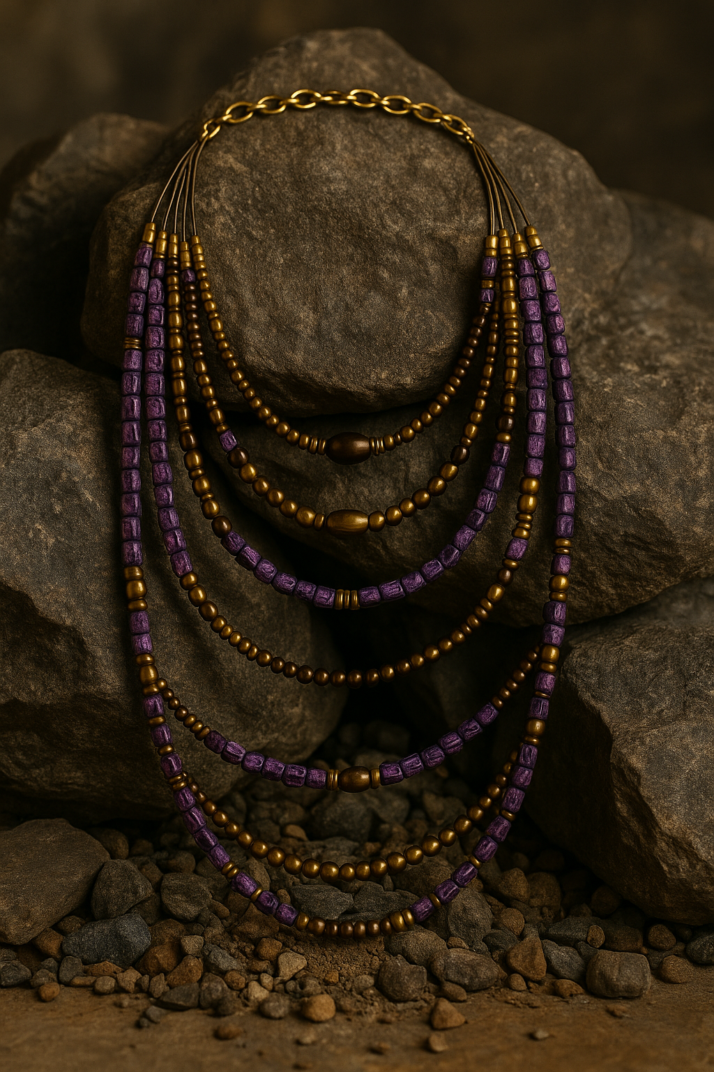 Radiant Amethyst 14-Layer Beaded Necklace Garud Wear