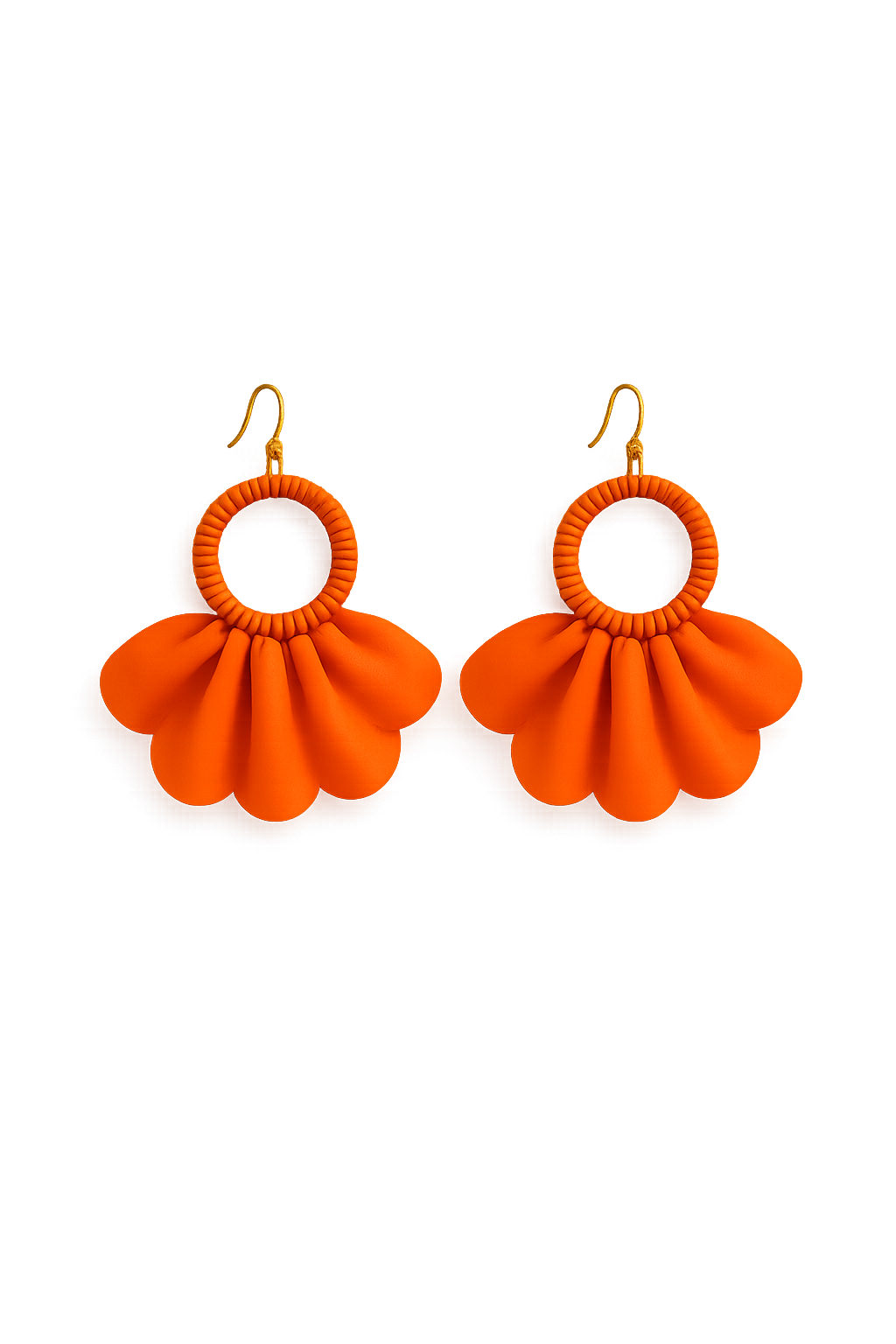Vibrant orange fabric earrings Garud Wear