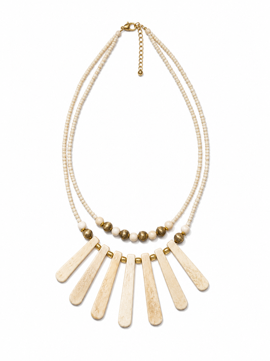 Cream Wooden Handcrafted Necklace Garud Wear