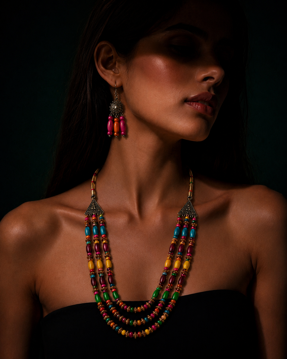 Multicolour Long Necklace Garud Wear