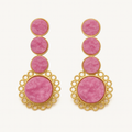 Boho Bliss Pink Druzy Brass Earrings Garud Wear