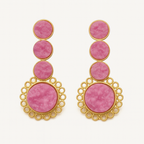 Boho Bliss Pink Druzy Brass Earrings Garud Wear