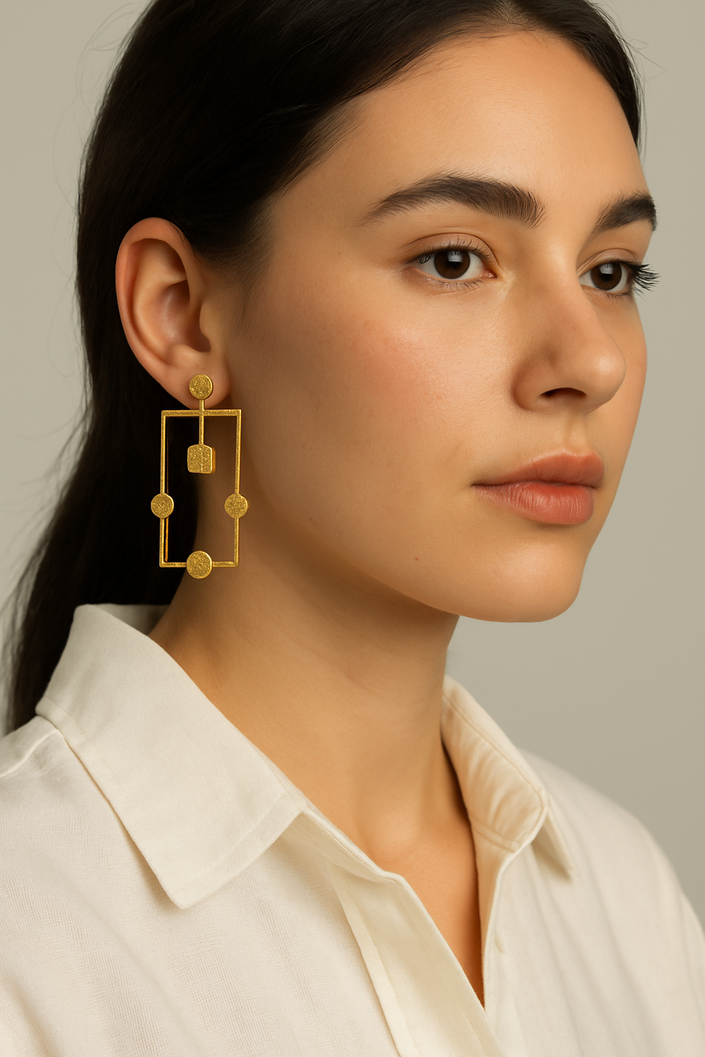 Golden German Brass Rectangular Elegance Earrings Garud Wear