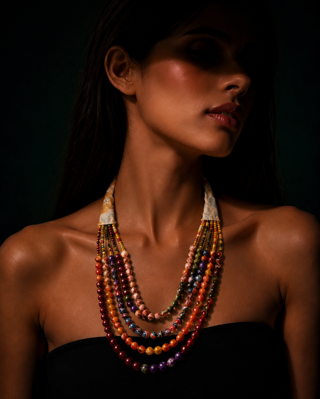 Multicolour Layered Necklace Garud Wear