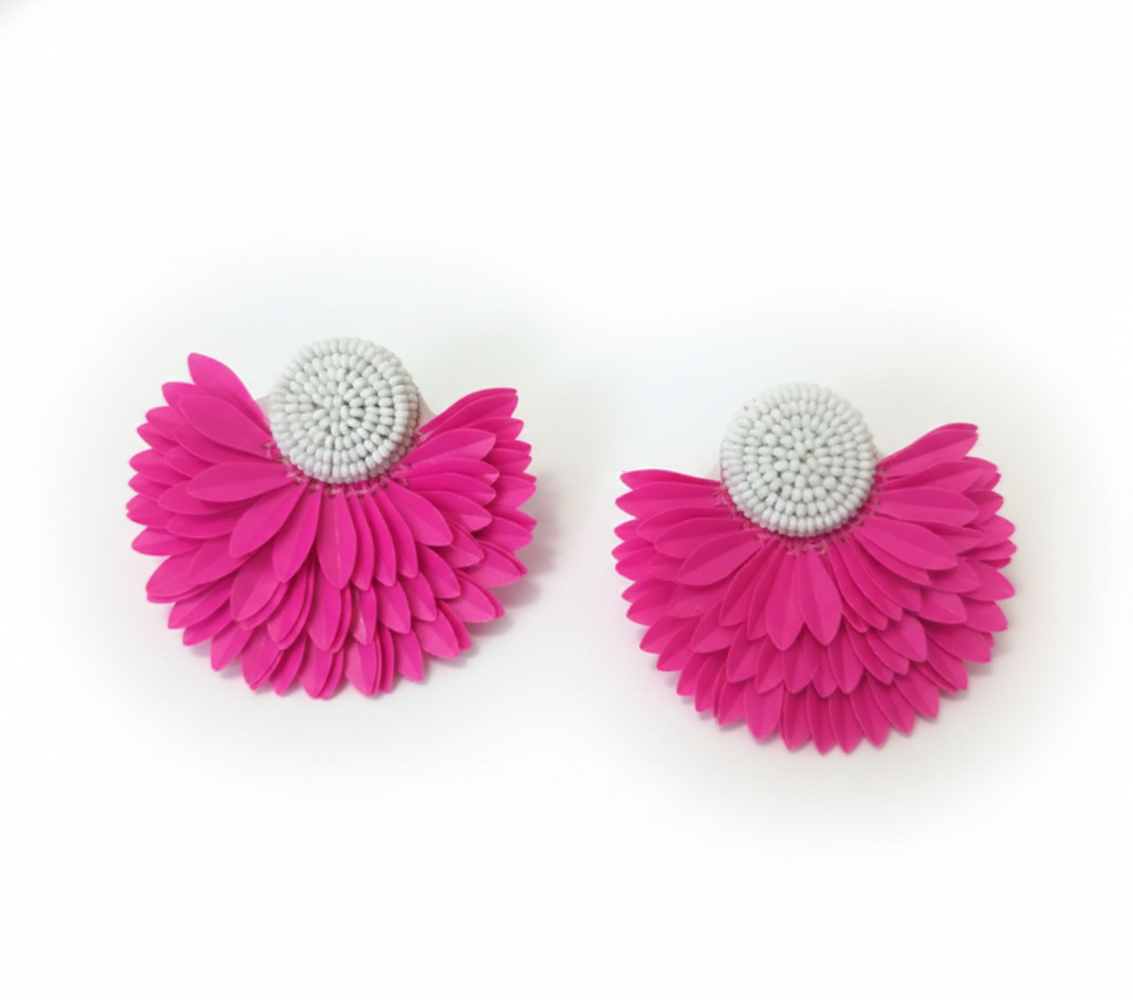 Pink floral earrings
