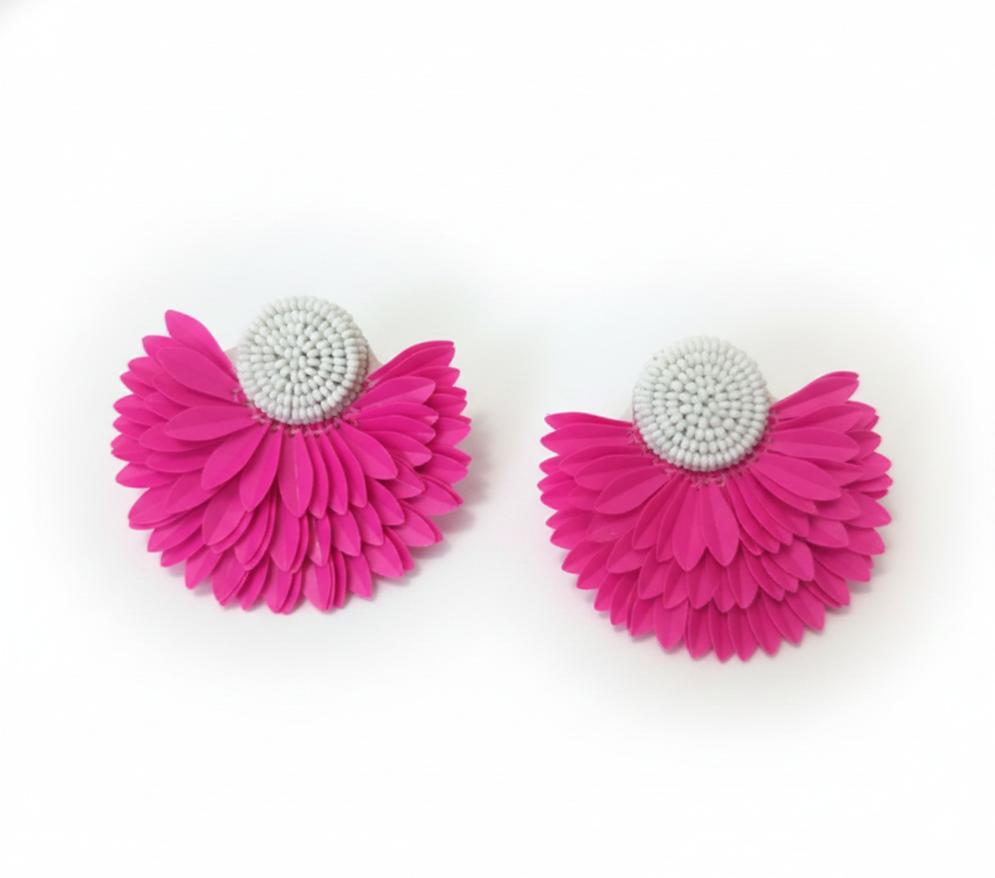 Pink floral earrings