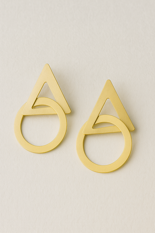 Golden Geometry Premium Brass Earrings Garud Wear