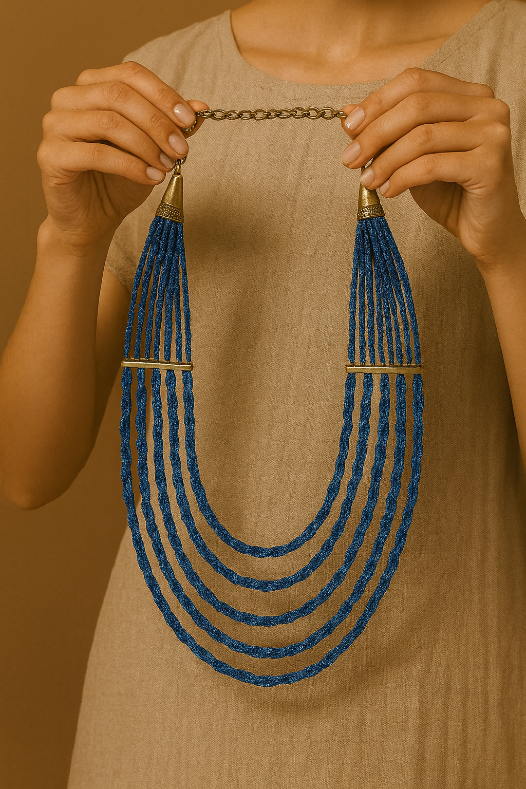 Ocean Breeze Blue Layered Beaded Necklace Garud Wear