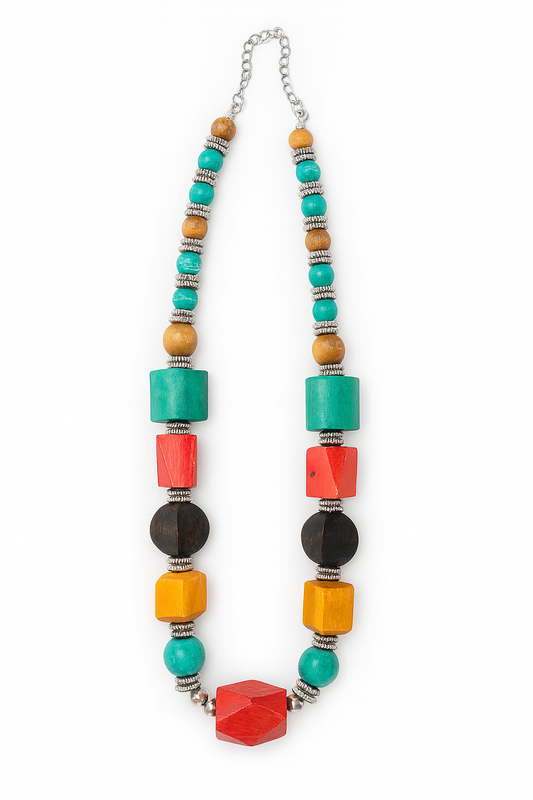 Radiant Harmony Multicolor Wooden Necklace Garud Wear