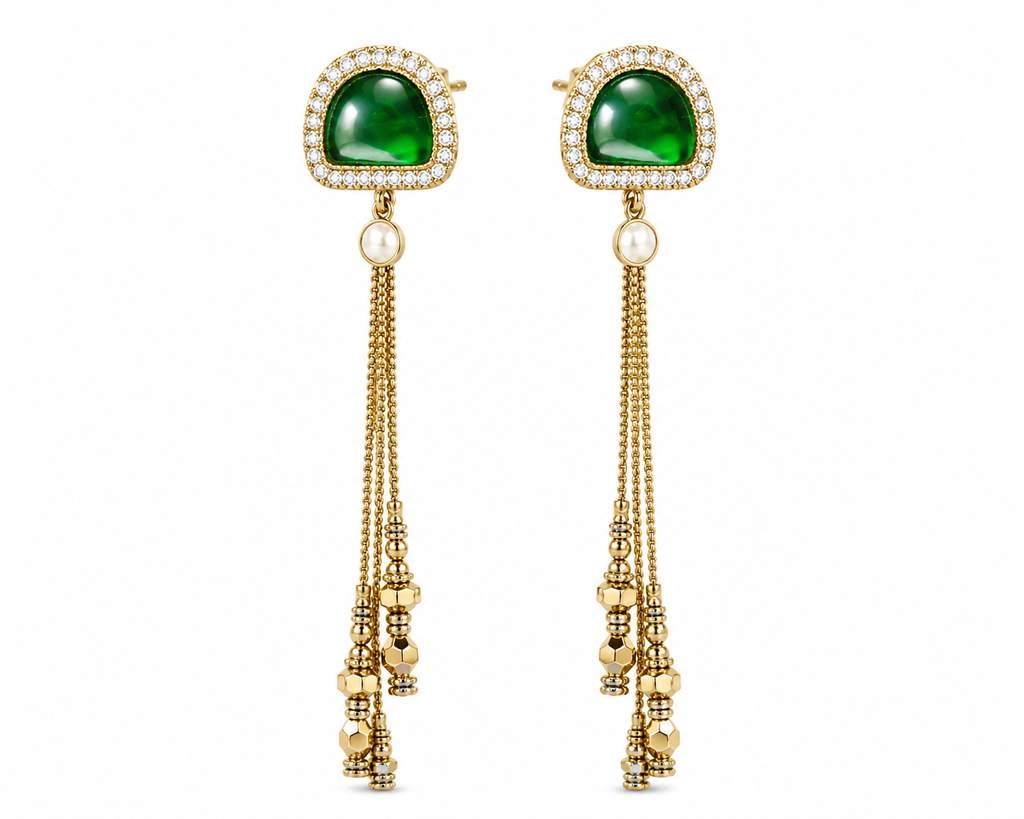Green Stone Earrings Garud Wear