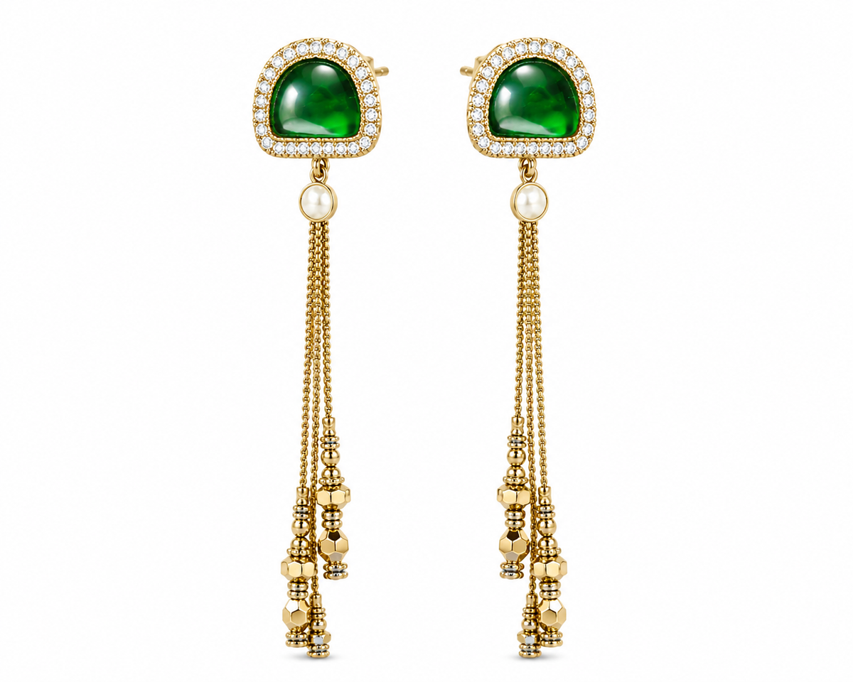 Green Stone Earrings Garud Wear