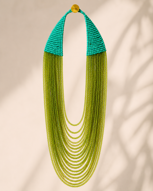Handcrafted green and blue necklace Garud Wear