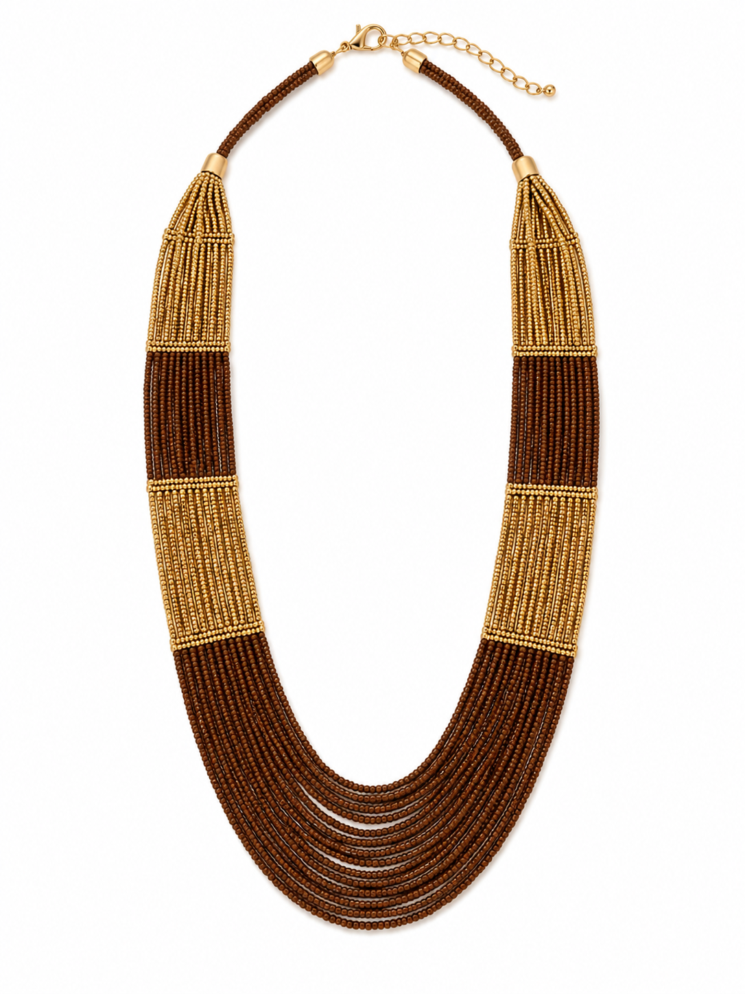 Brown and Golden handmade beaded necklace (Copy) Garud Wear