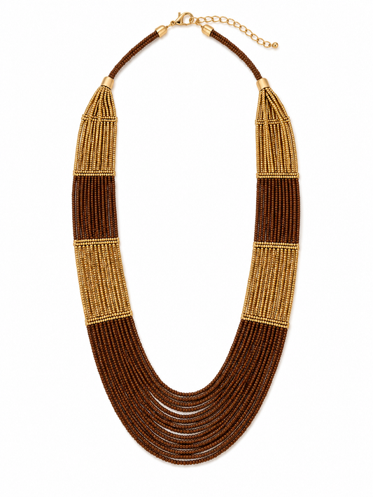 Brown and Golden handmade beaded necklace (Copy) Garud Wear