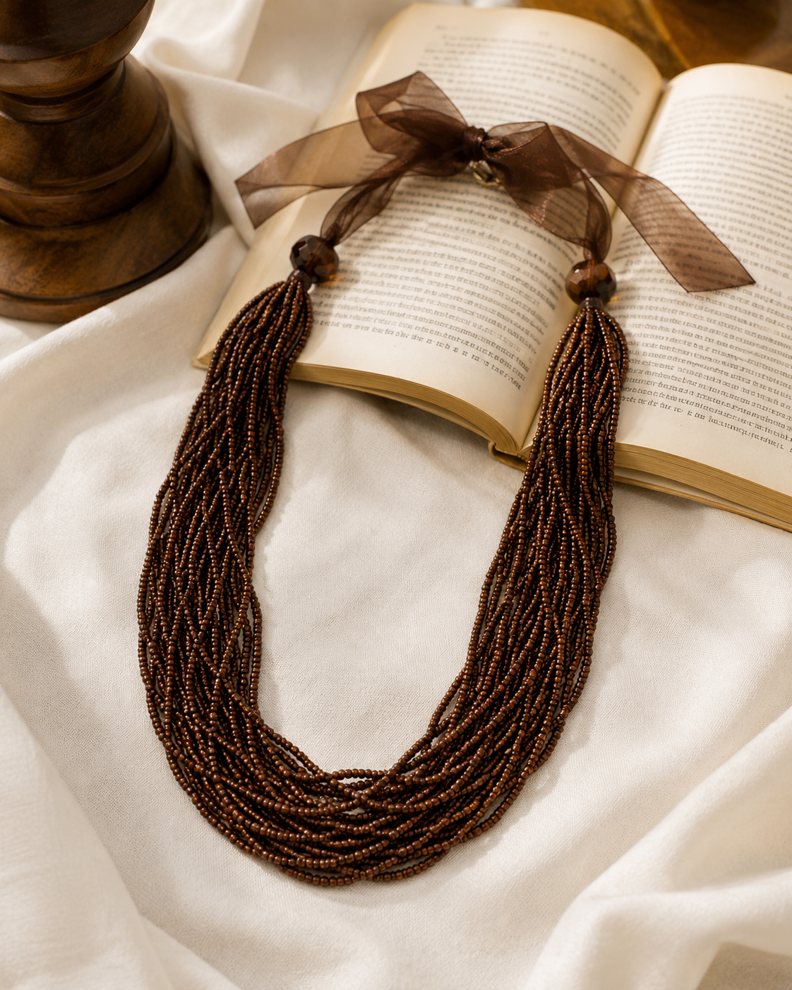 Handmade brown glass beads necklace Garud Wear