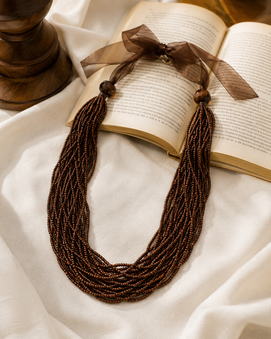 Handmade brown glass beads necklace Garud Wear