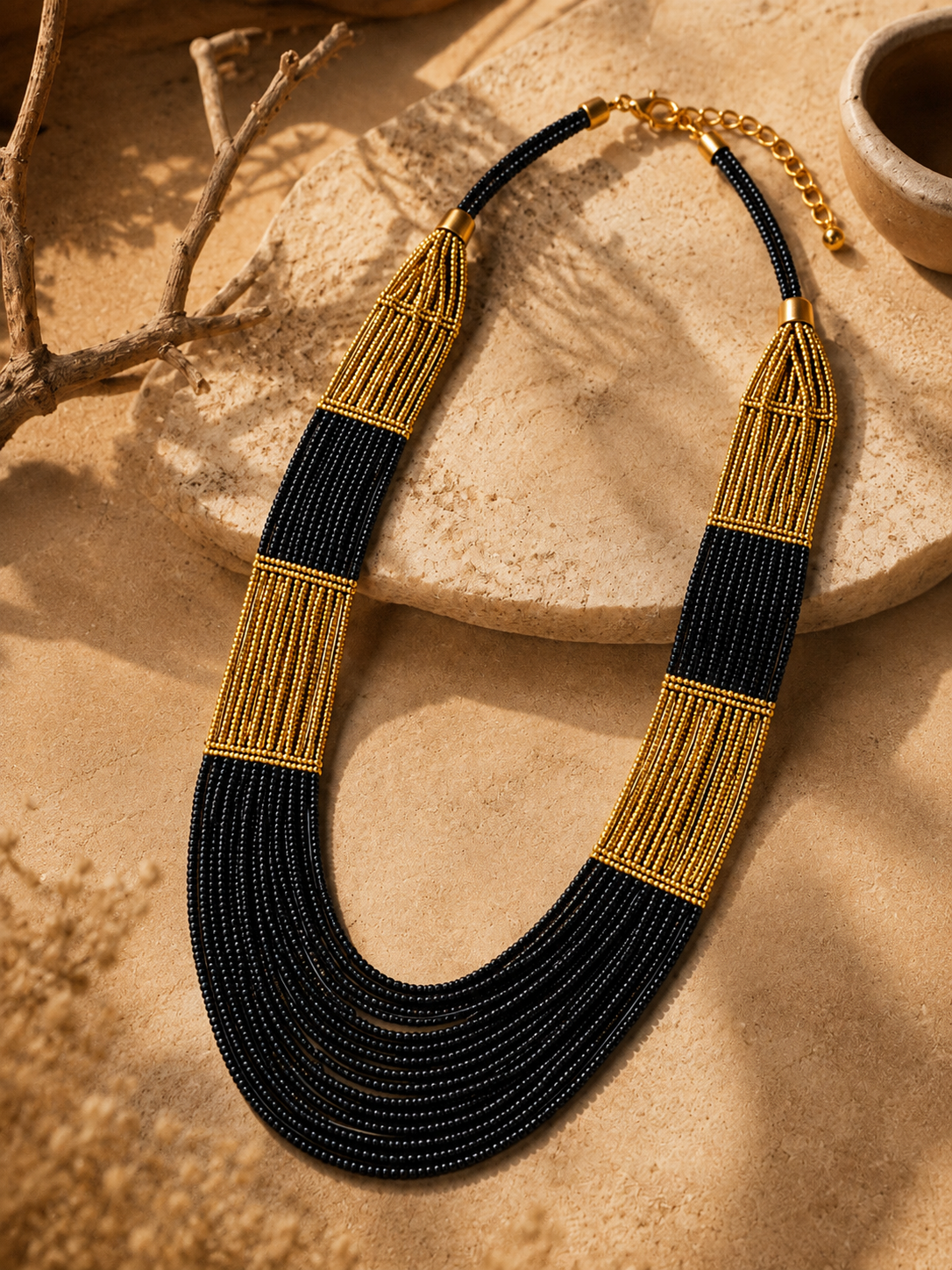 Brown and Golden handmade beaded necklace Garud Wear