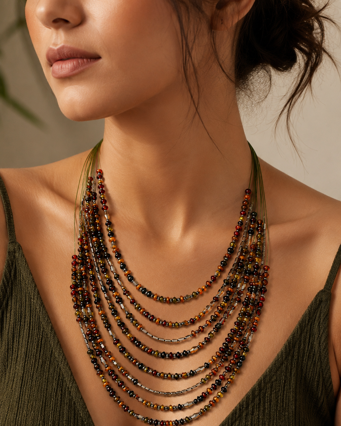 Multicolour layered necklace Garud Wear
