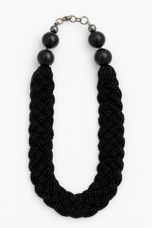 Organic Elegance Black Beaded Necklace Garud Wear
