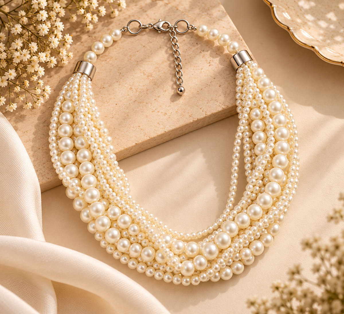White Pearls Necklace Garud Wear