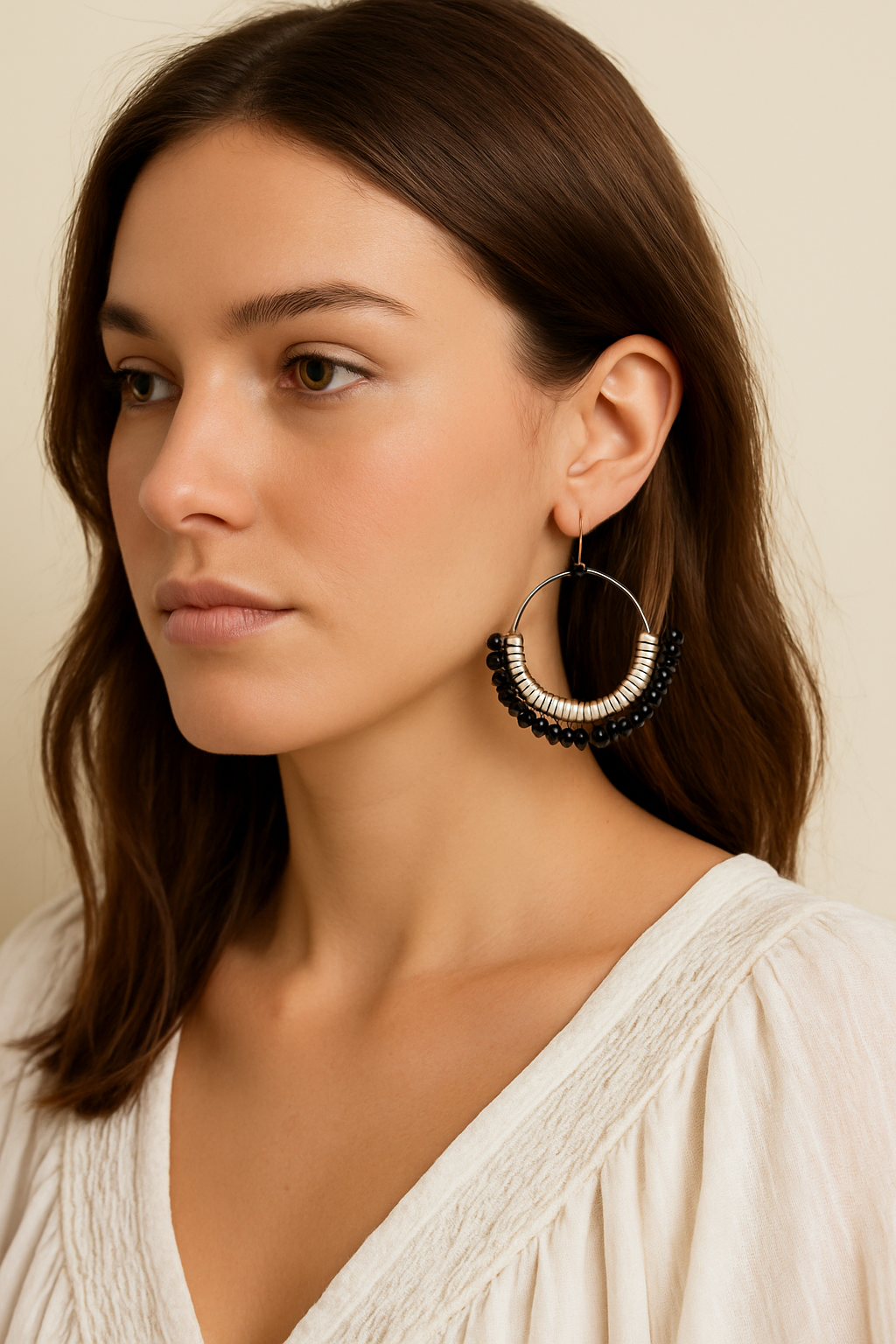 Elegant Ebony Beaded Earrings Garud Wear