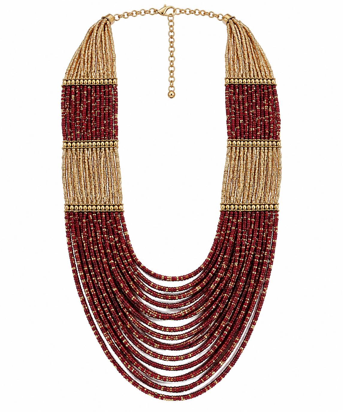 Red and Gold Beaded Necklace Garud Wear