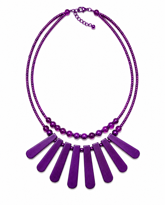 Purple Handcrafted Wooden Necklace Garud Wear