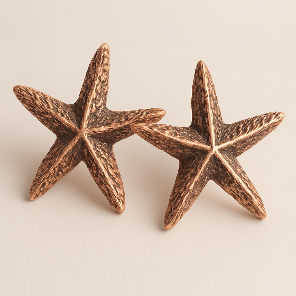 Golden Rustic Star Brass Earrings Garud Wear
