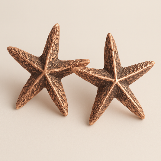 Golden Rustic Star Brass Earrings Garud Wear
