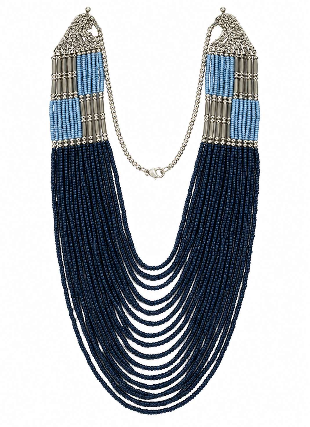 Blue and Grey Beaded Necklace Garud Wear