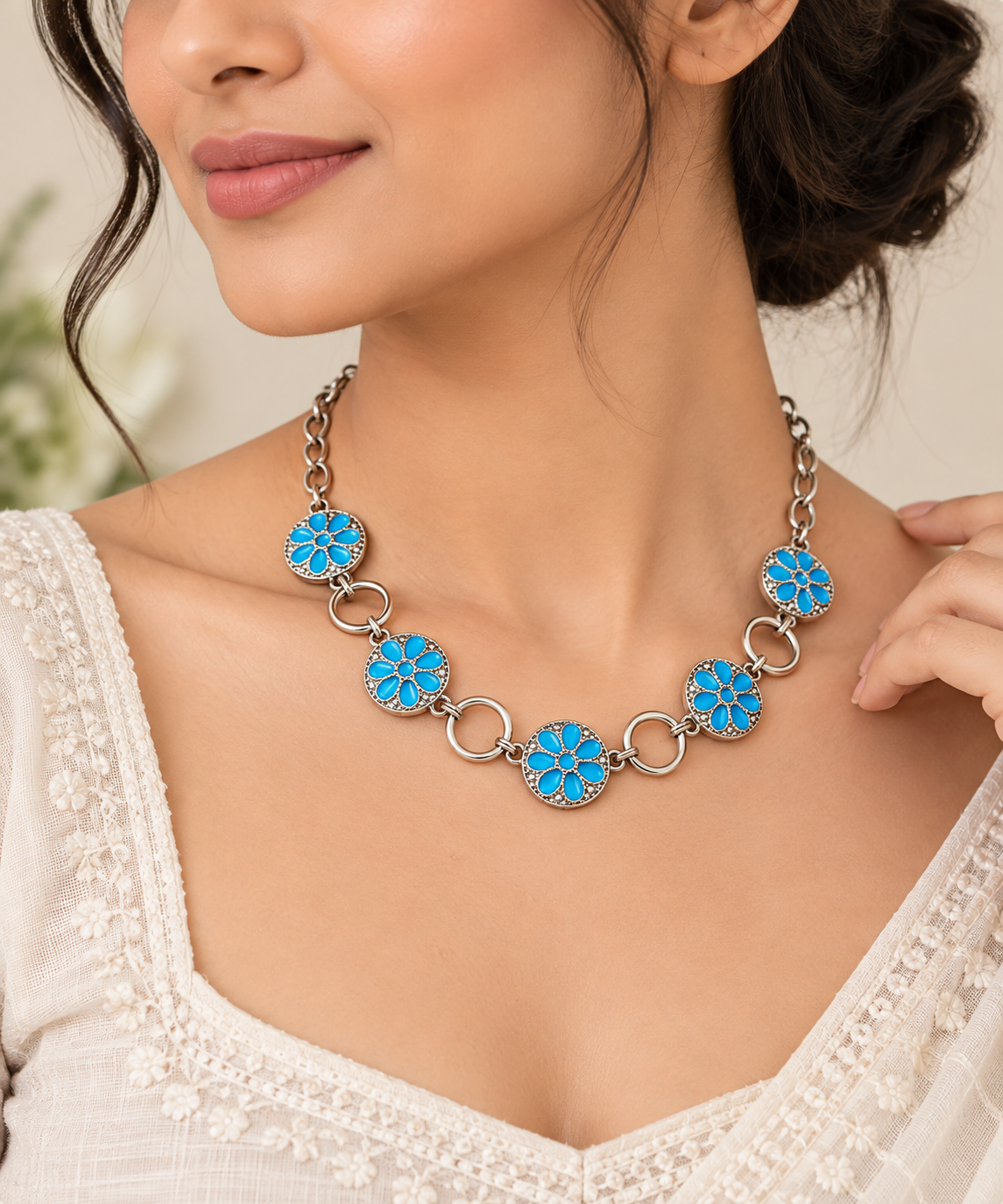 Silver Turquoise Necklace Garud Wear
