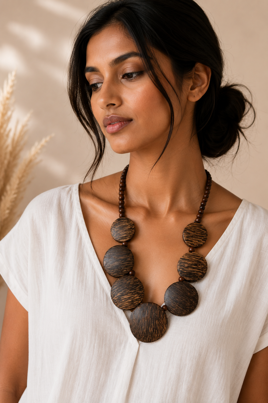 Handmade Wooden Round Necklace Garud Wear
