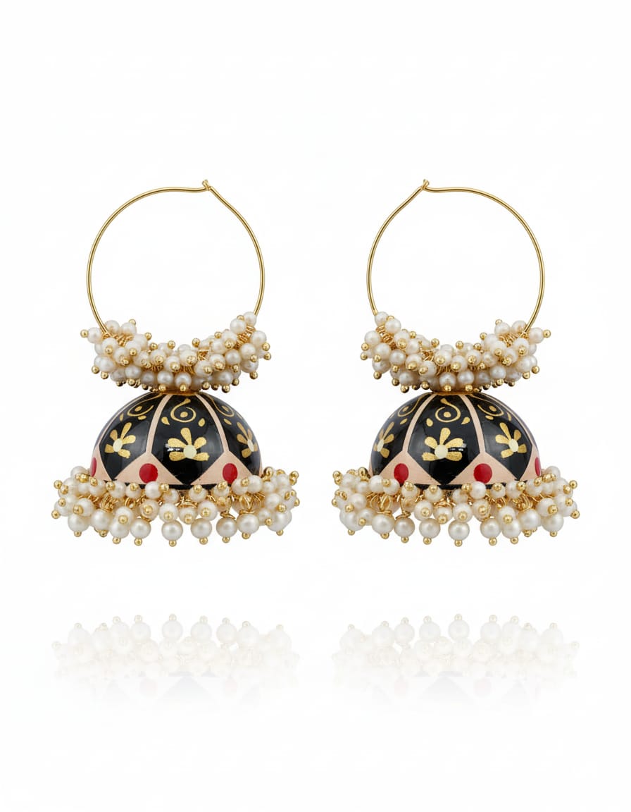 Radiant Black Jhumkas Earrings Garud Wear