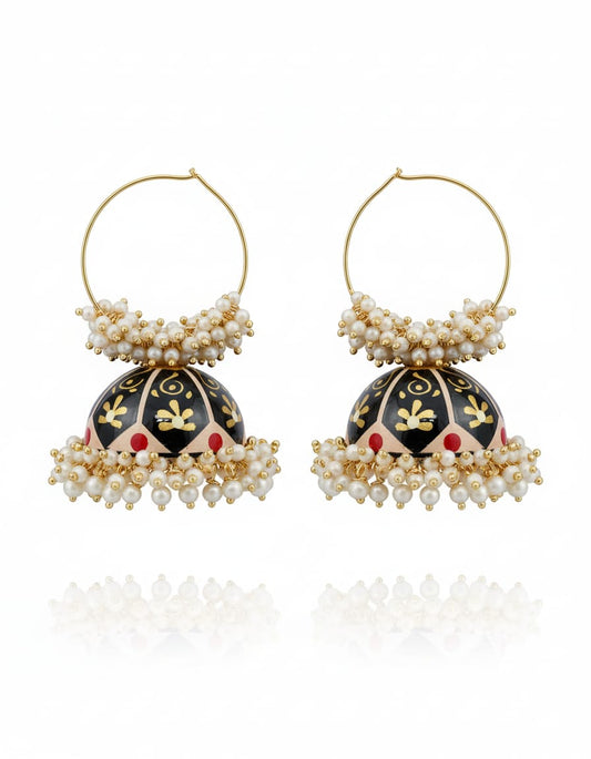 Radiant Black Jhumkas Earrings Garud Wear
