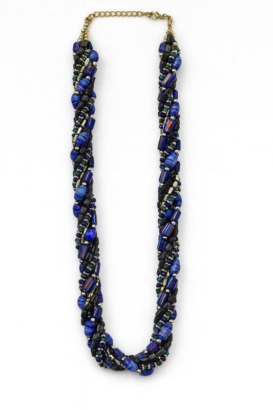 Serene Blue Handmade Glass Beaded Necklace Garud Wear