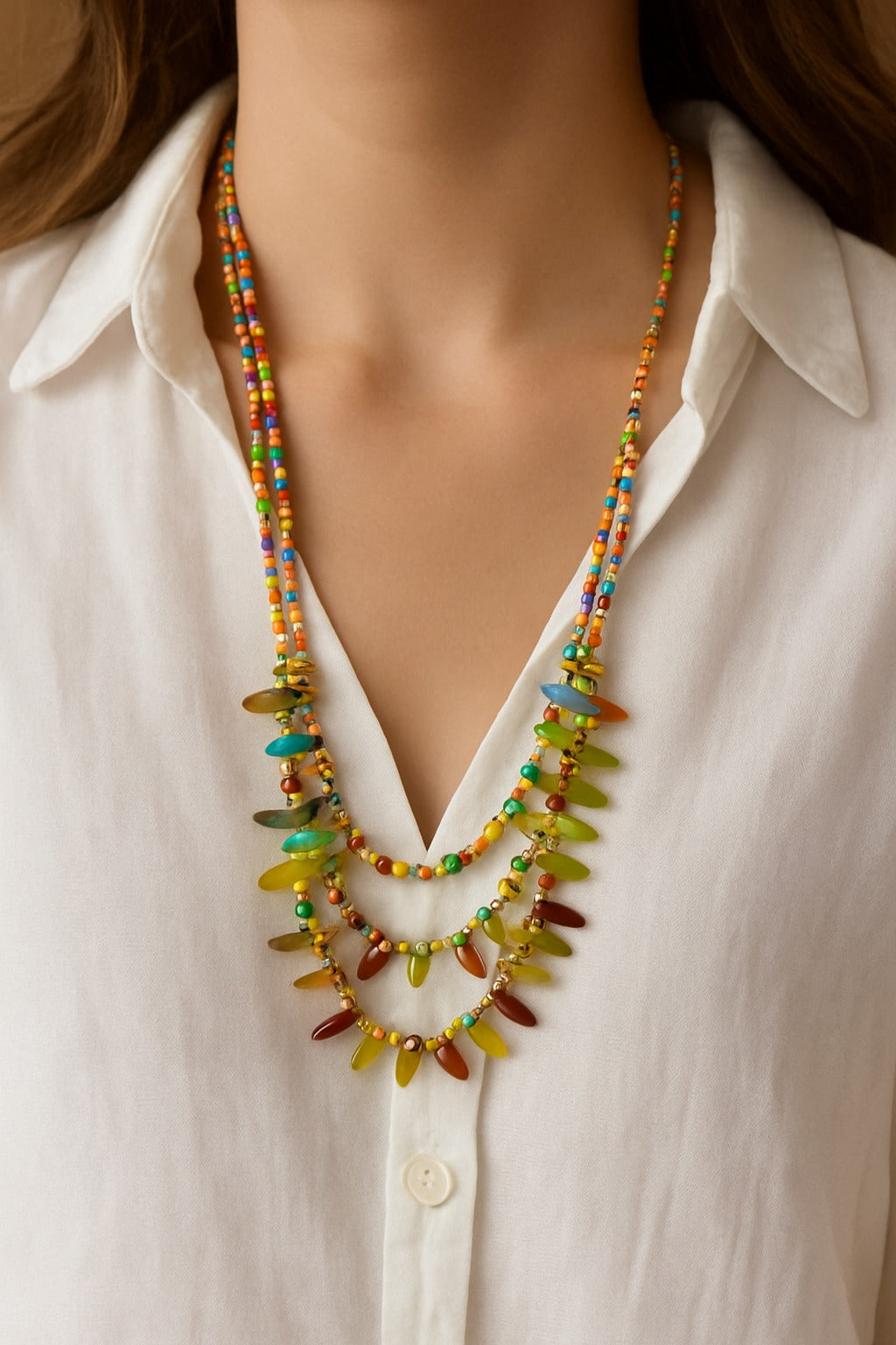 Radiant Harmony Multicolour Beaded Necklace Garud Wear