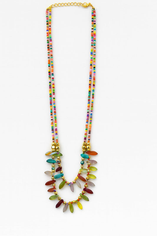 Radiant Harmony Multicolour Beaded Necklace Garud Wear
