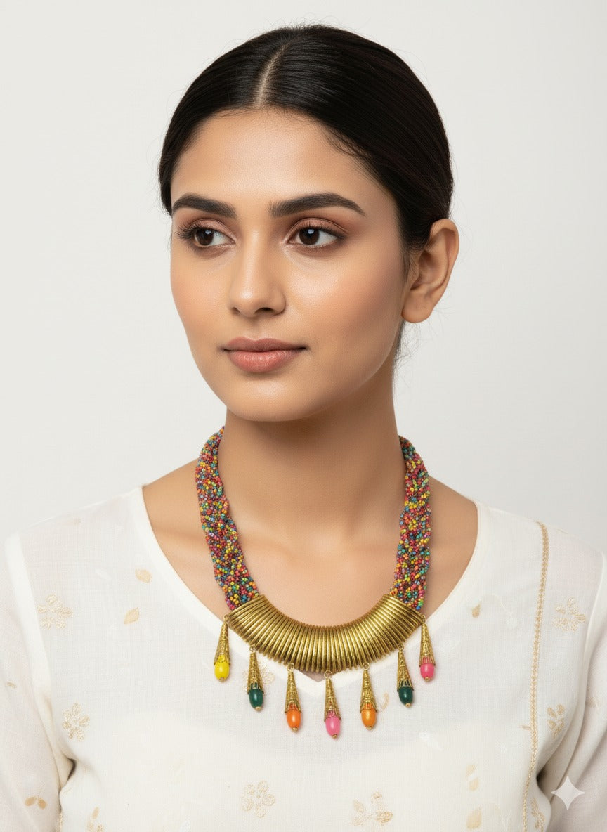 Radiant Harmony Handmade Multicolour Necklace Garud Wear