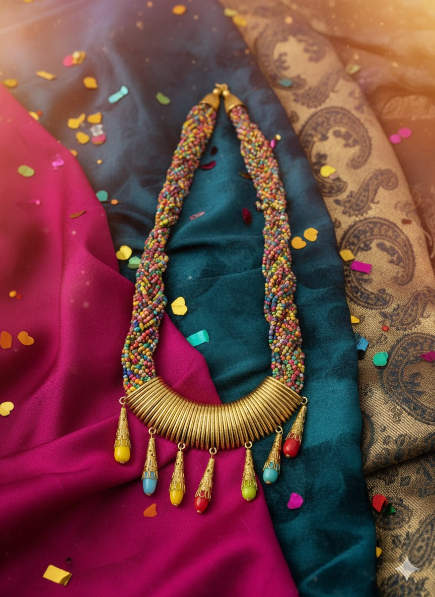 Radiant Harmony Handmade Multicolour Necklace Garud Wear