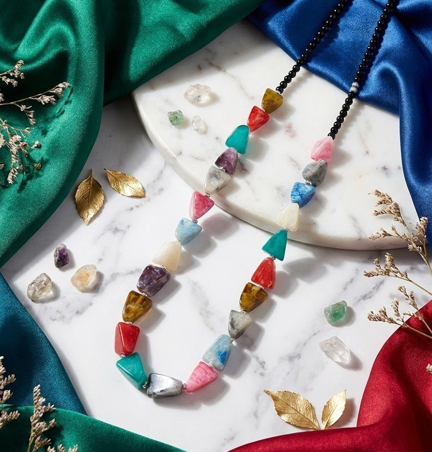 Multicolour stone necklace