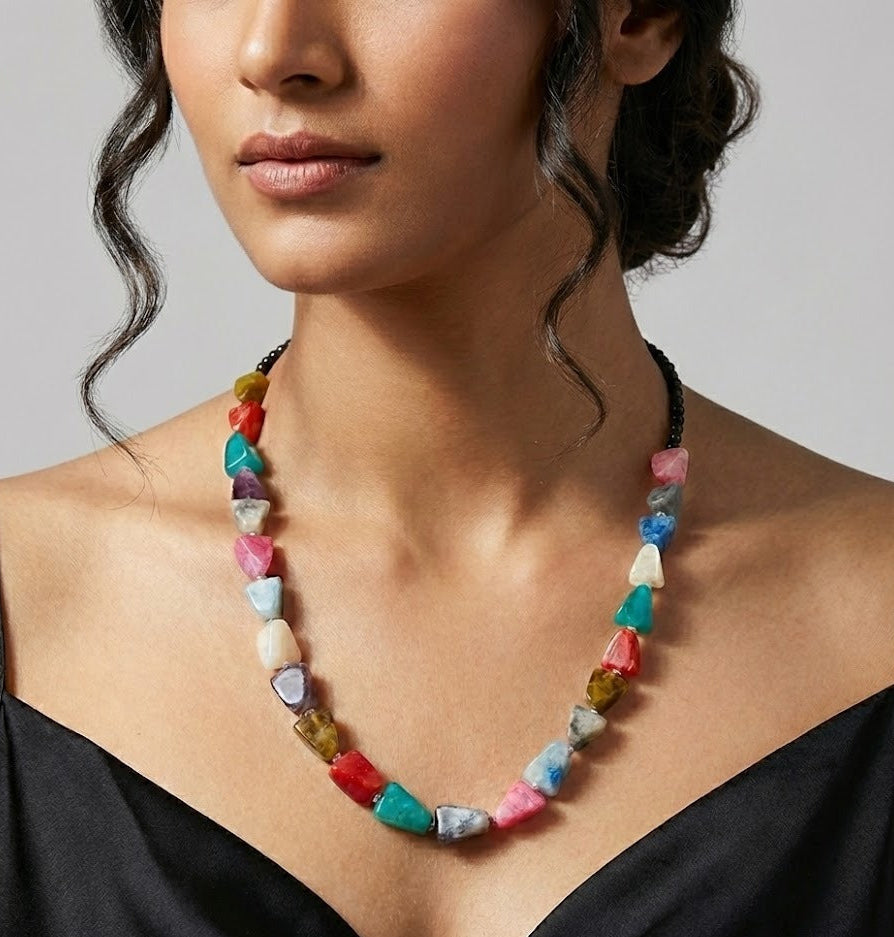 Multicolour stone necklace