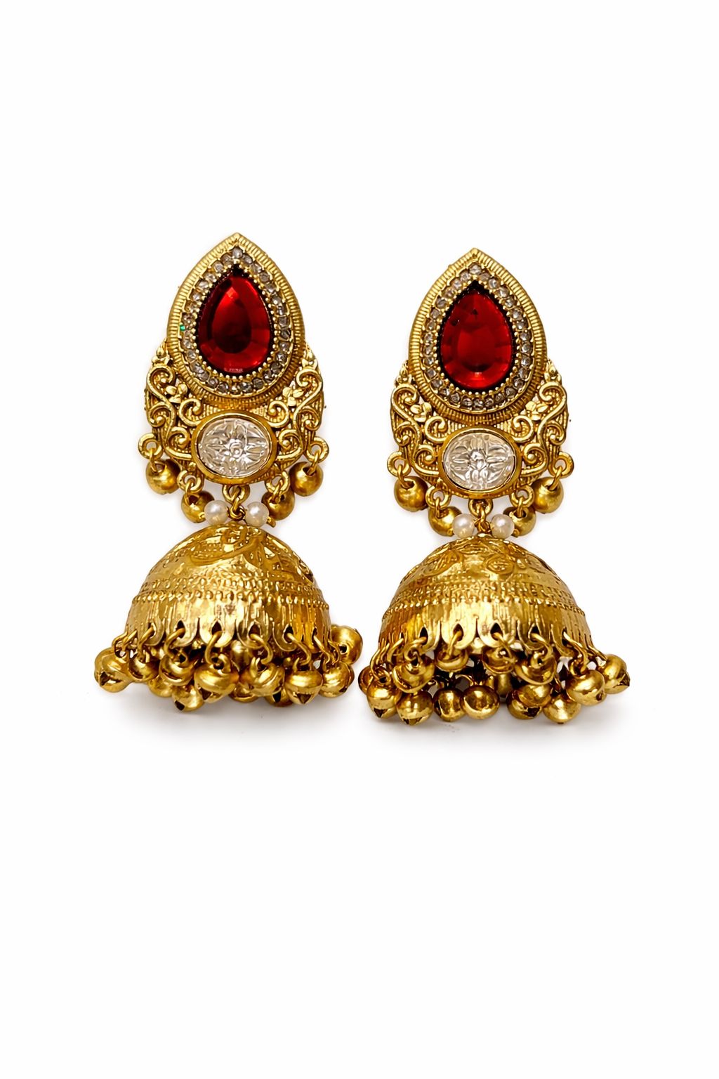 Radiant Golden Jhumkas Garud Wear