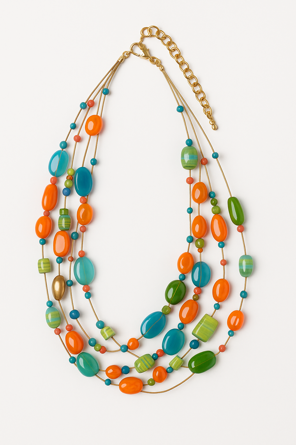 Radiant Harmony Multicolour Glass Stone Necklace Garud Wear