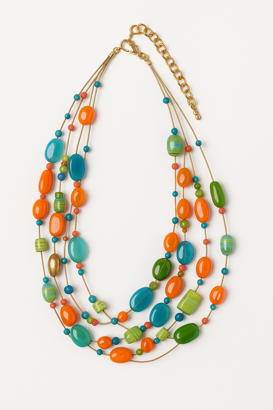 Radiant Harmony Multicolour Glass Stone Necklace Garud Wear